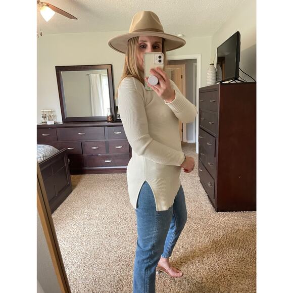 Talbots Ivory Long Sleeve Sweater Tunic Mock Neck Womens size xsmall - Picture 3 of 8